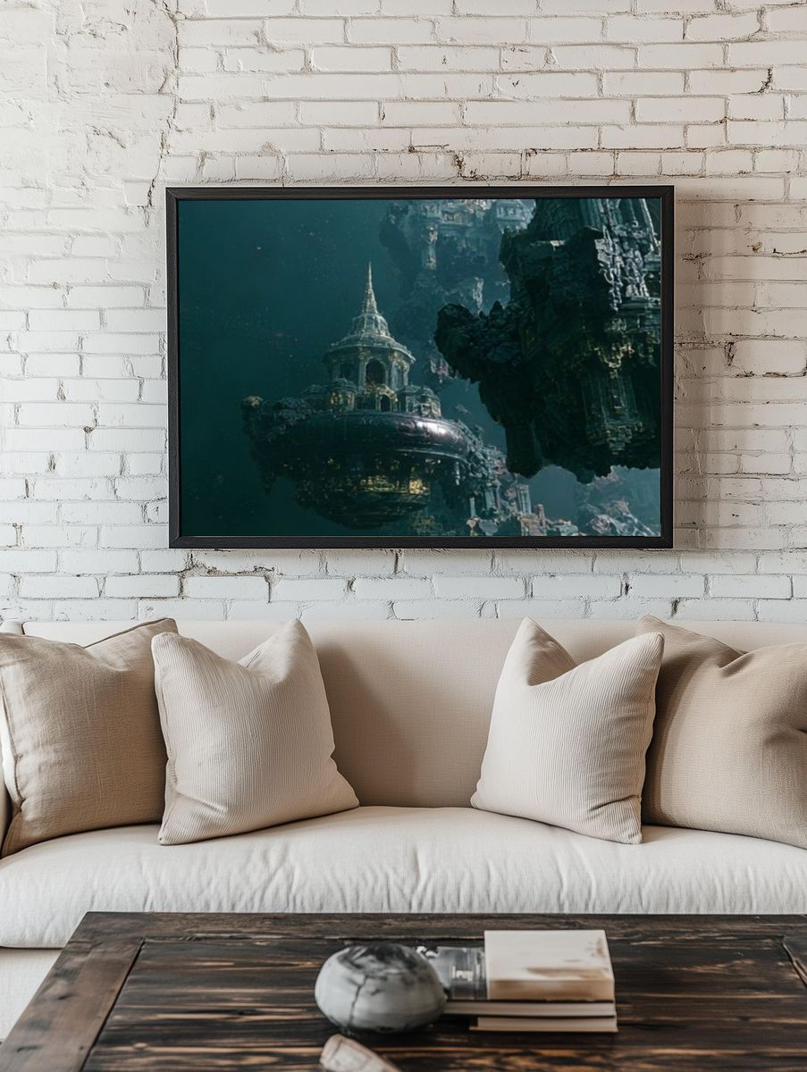 Floating Sci-Fi Cityscape Poster. — room view 1