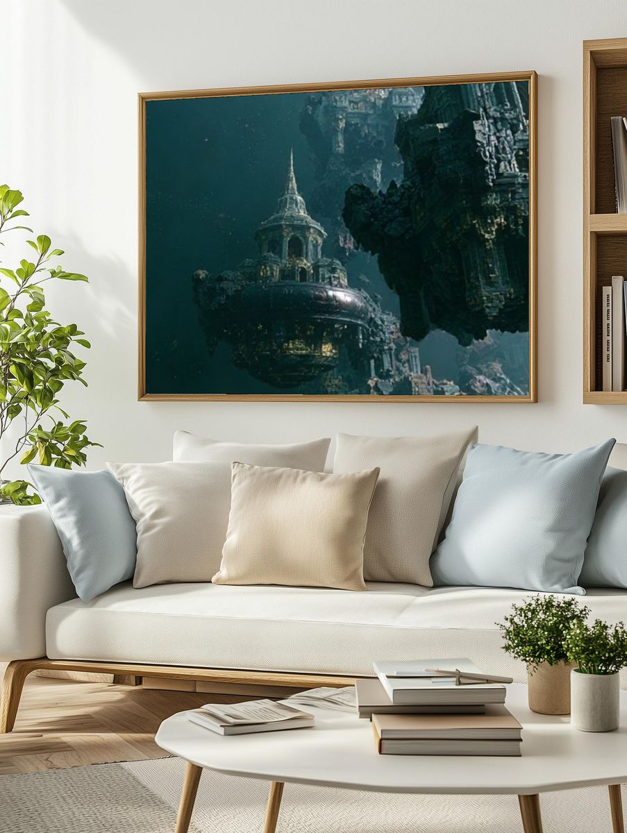 Floating Sci-Fi Cityscape Poster. — room view 2