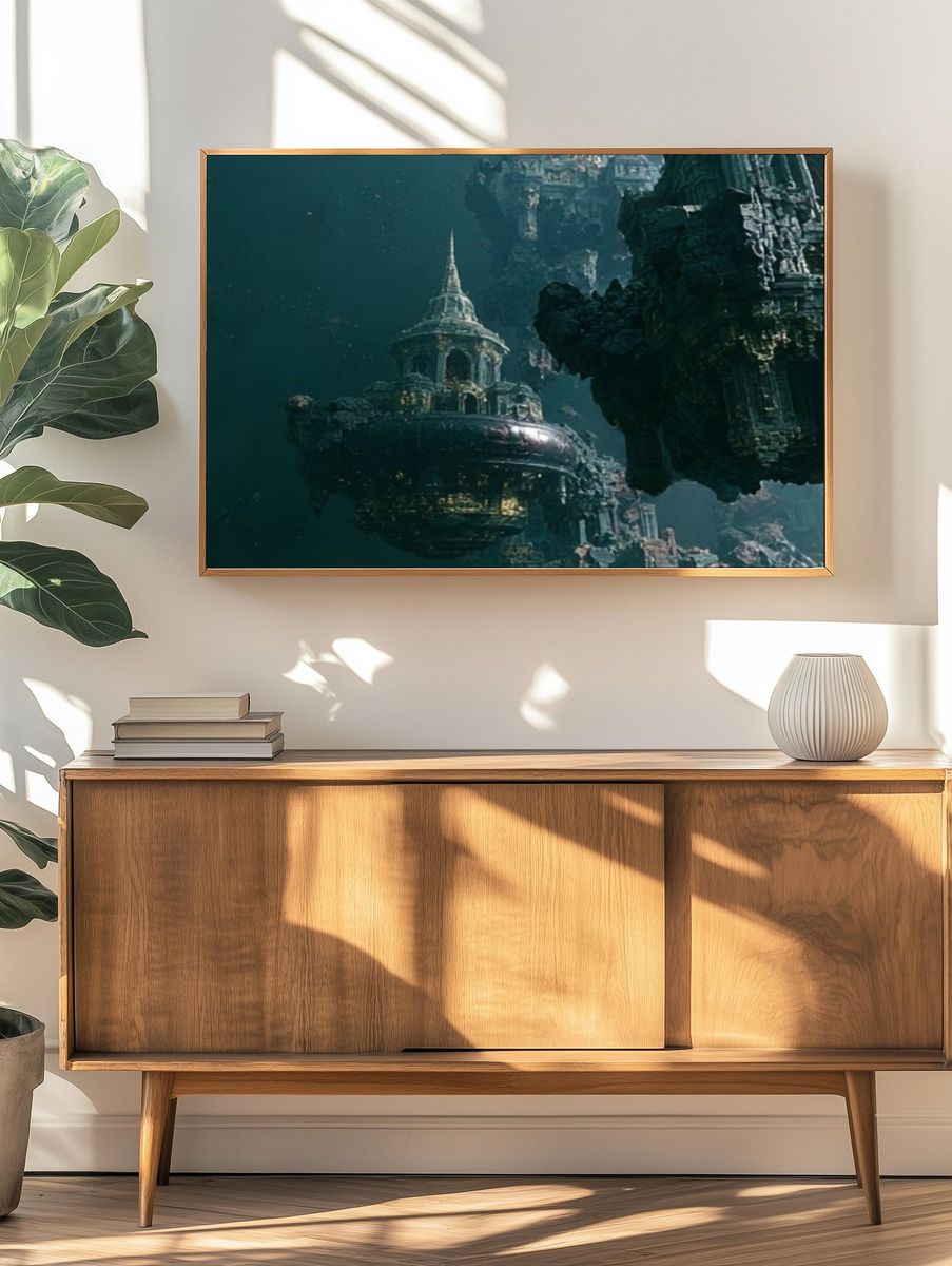 Floating Sci-Fi Cityscape Poster. — room view 3