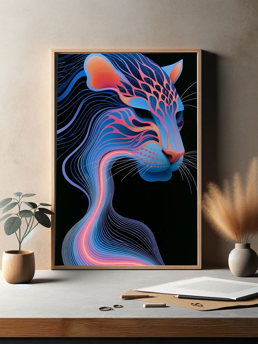 Neon Panther Illustration Poster. — room view 2