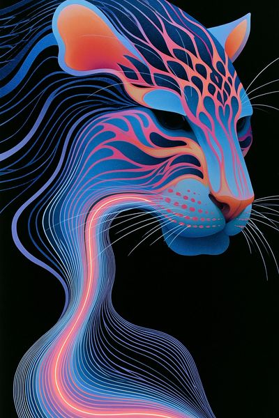 Neon Panther Illustration Poster.