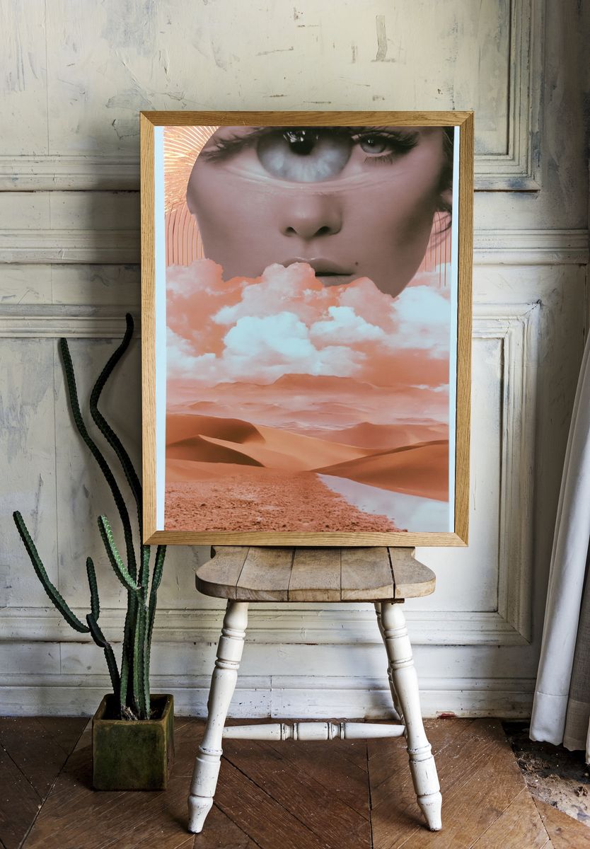 Surreal Desert Face Illustration Poster. — room view 1