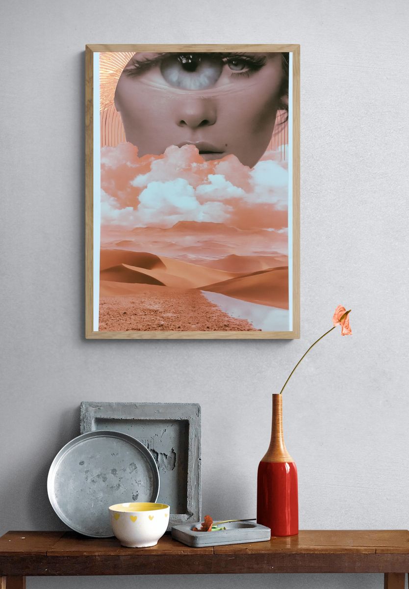 Surreal Desert Face Illustration Poster. — room view 3