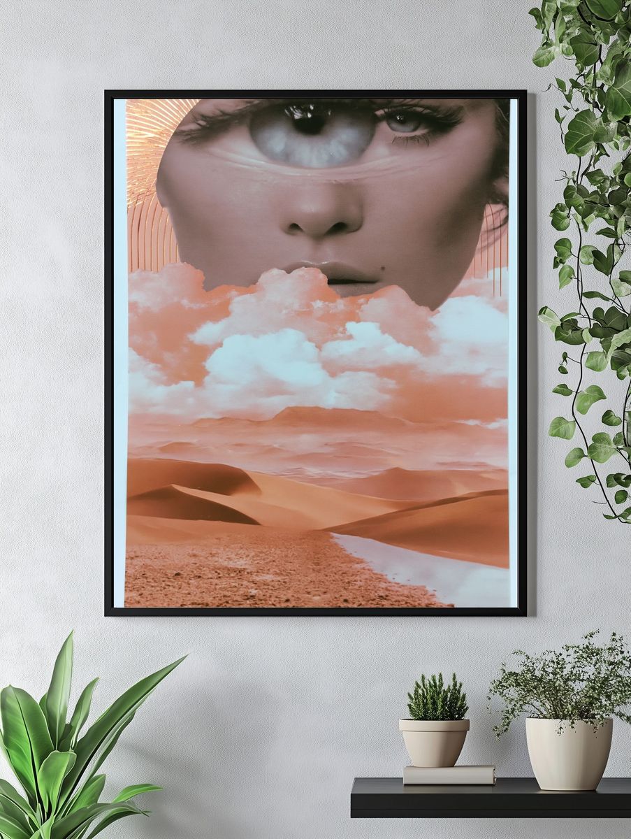 Surreal Desert Face Illustration Poster. — room view 4