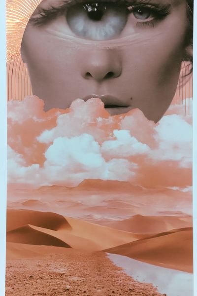 Surreal Desert Face Illustration Poster. poster