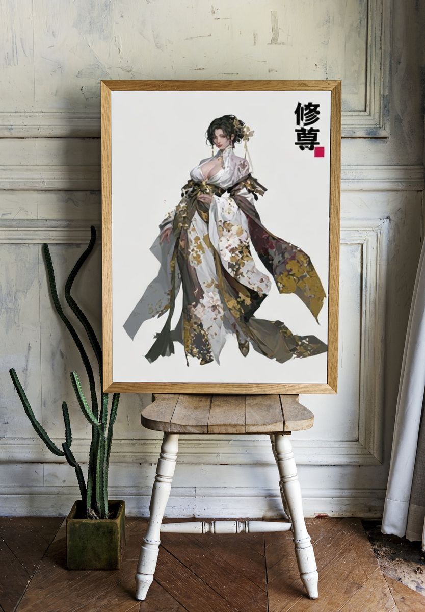 Kimono Figure Illustration Poster. room preview