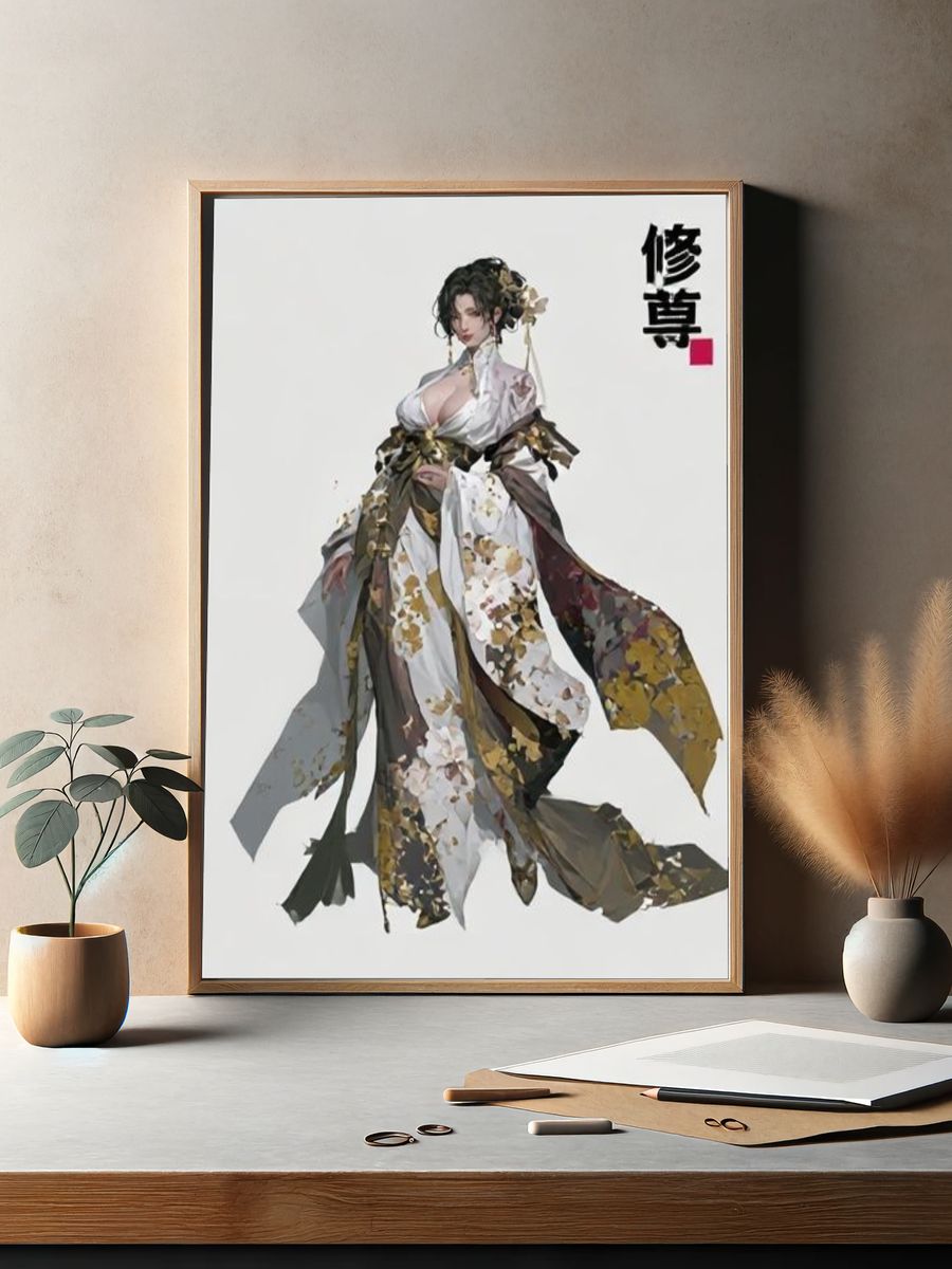 Kimono Figure Illustration Poster. — room view 2