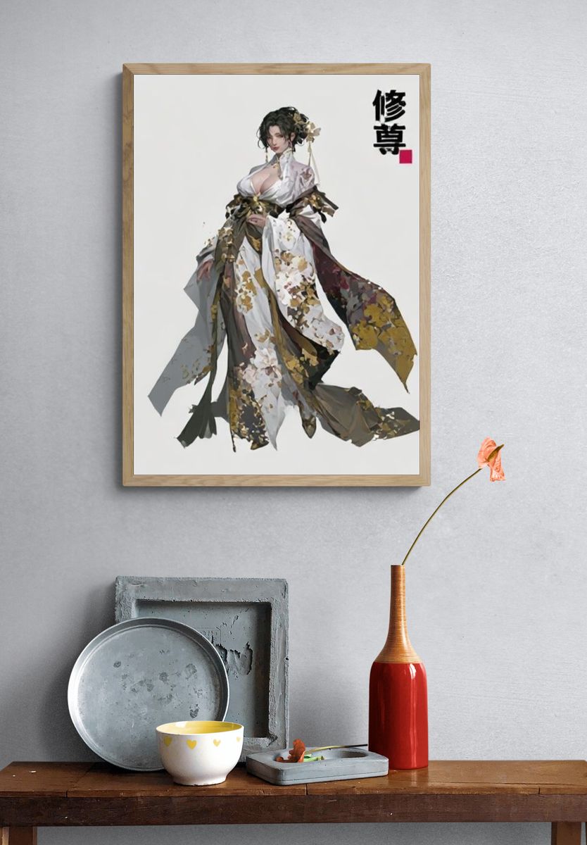 Kimono Figure Illustration Poster. — room view 3