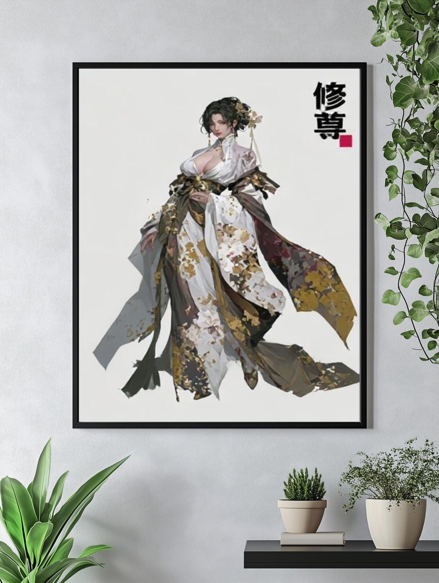 Kimono Figure Illustration Poster. — room view 4