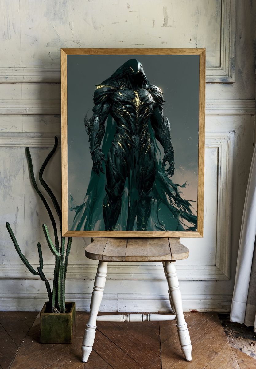 Dark Hooded Figure Digital Art Poster. room preview