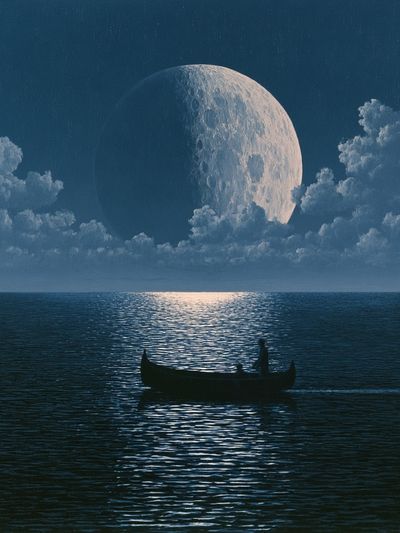 Moonlit Ocean Dreamscape Print.