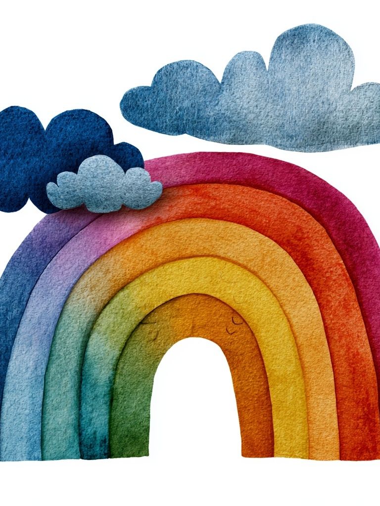 Rainbow Clouds Watercolor Print. poster — illustration art