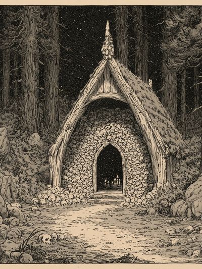 Forest Chapel of Skulls Print.