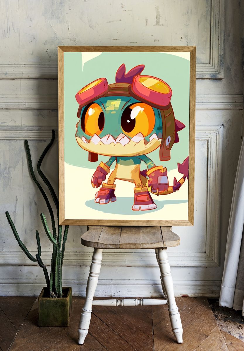 Cute Dragon Character Illustration Poster. room preview
