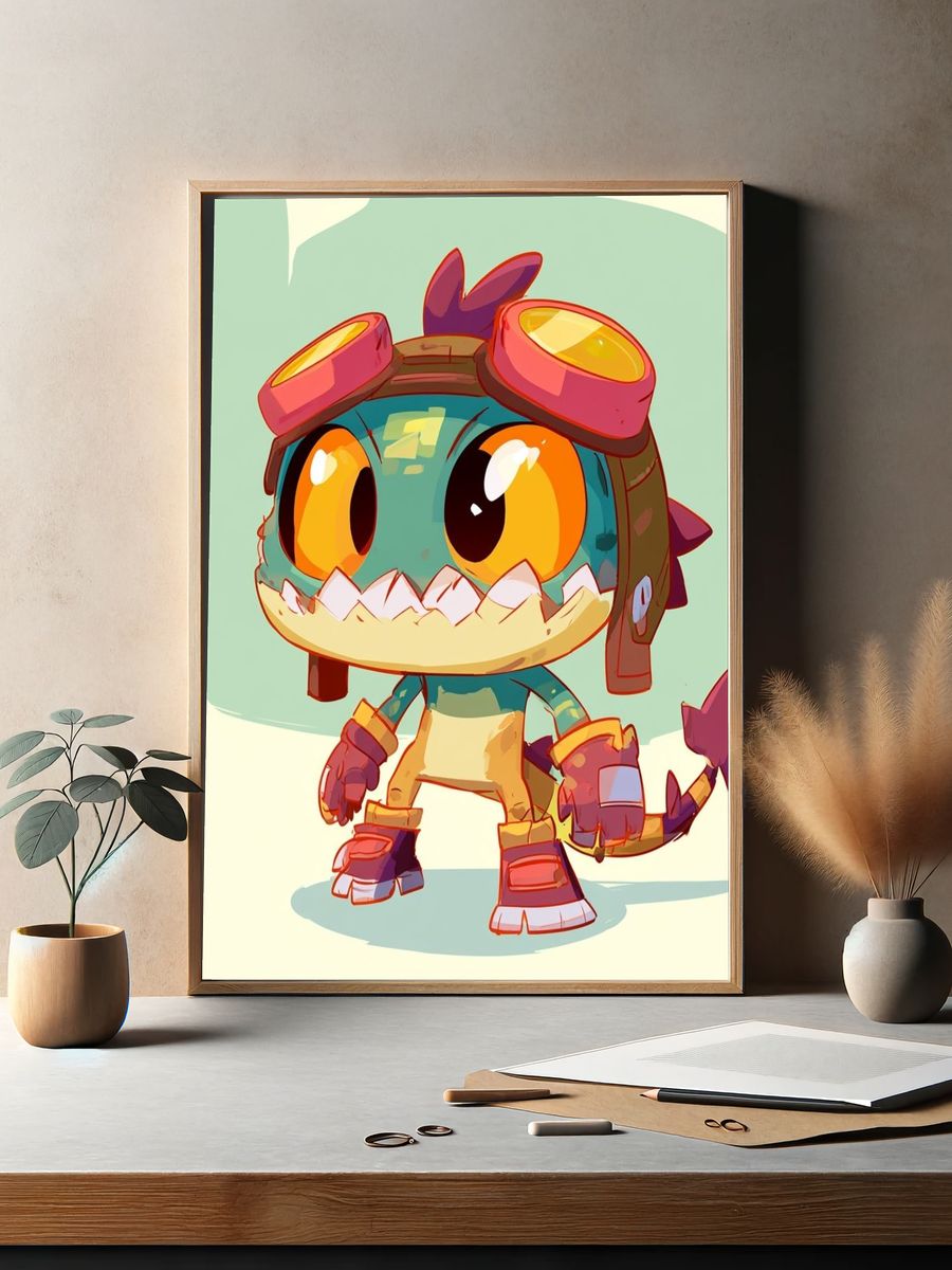Cute Dragon Character Illustration Poster. — room view 2