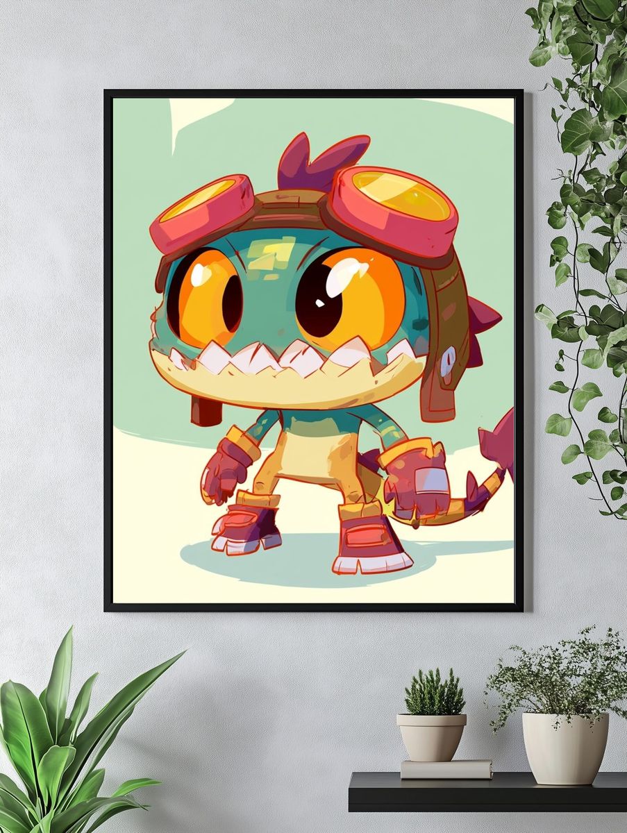 Cute Dragon Character Illustration Poster. — room view 4