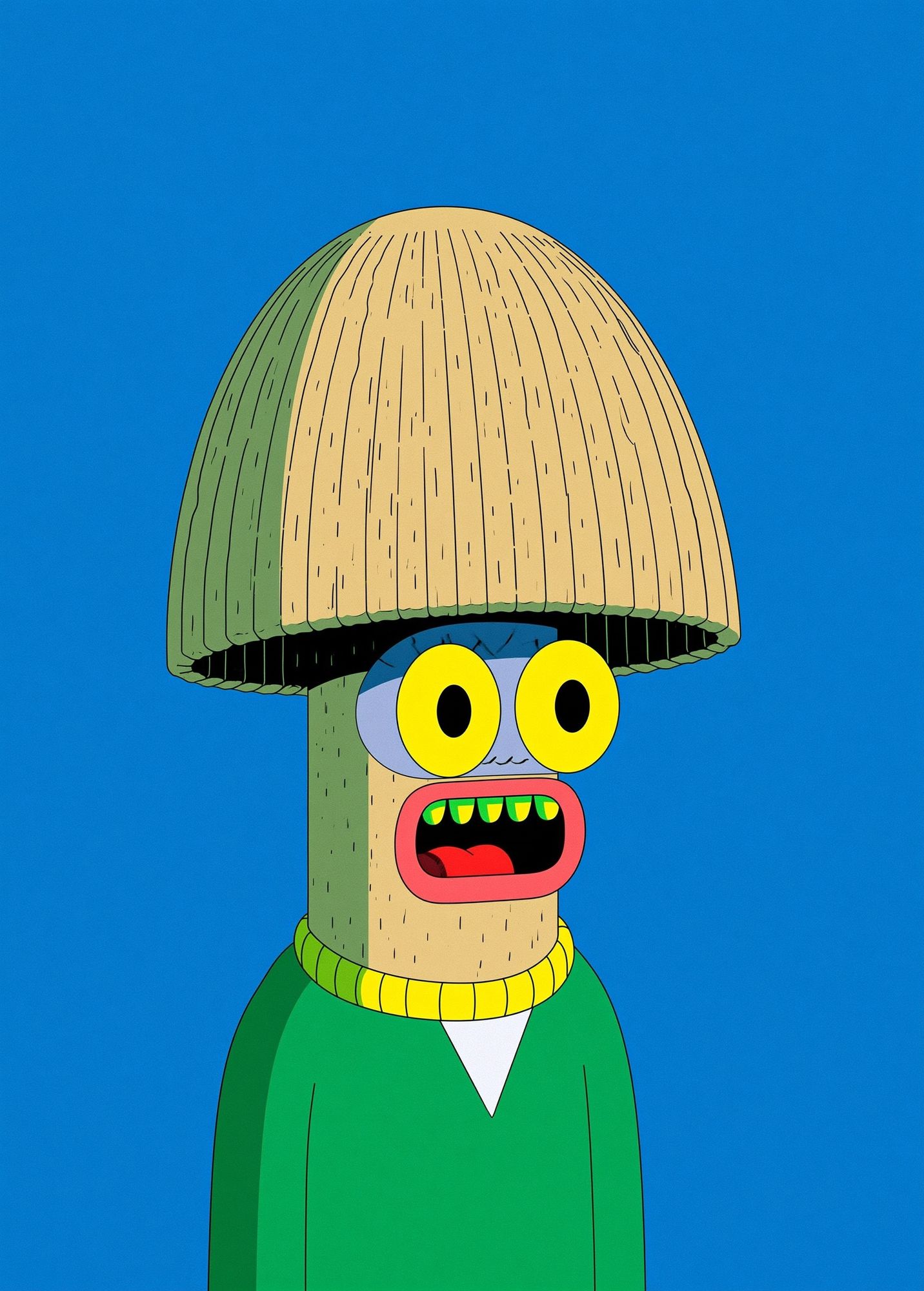 Cartoon Mushroom Character Print. poster — illustration art