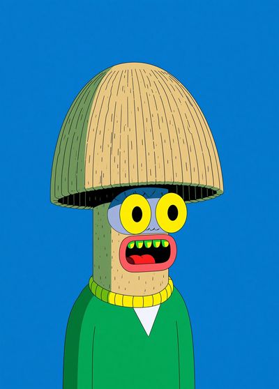 Cartoon Mushroom Character Print. poster