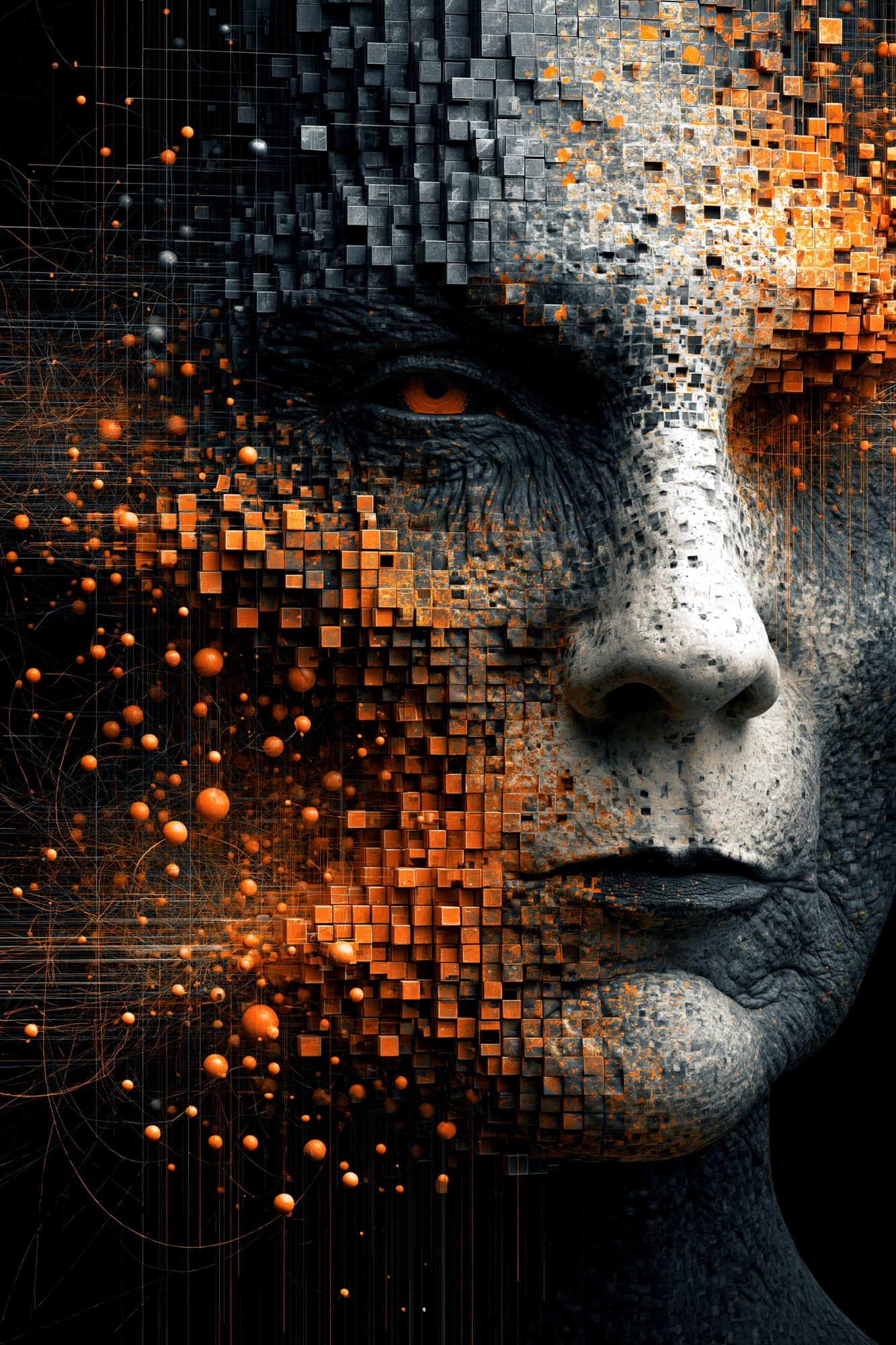 Abstract Human Face Digital Art Poster. poster detail