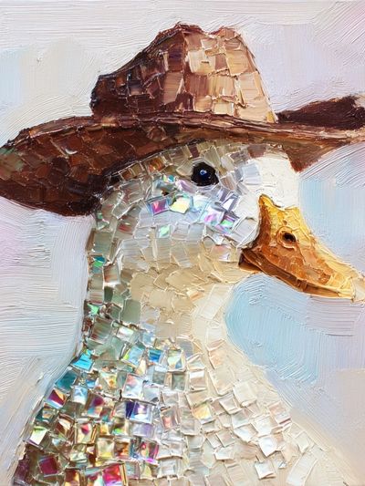 Cowboy Duck Mosaic Illustration Poster. poster print