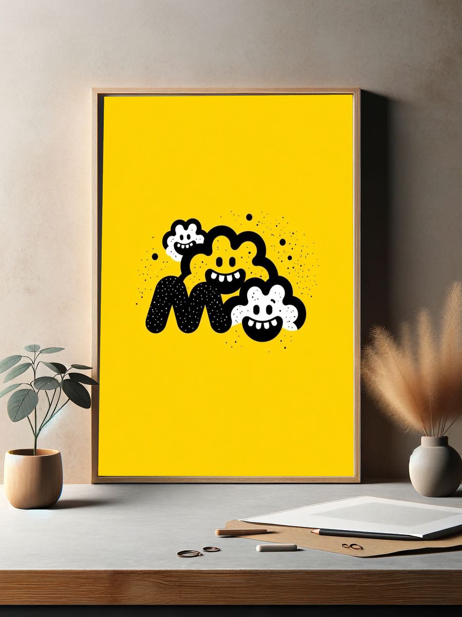 Smiling Cloud Cartoon Print. — room view 2