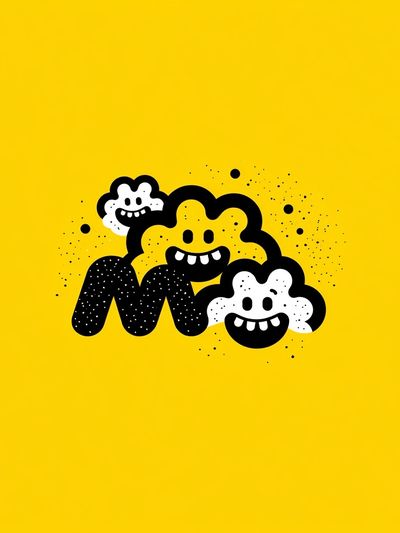 Smiling Cloud Cartoon Print.