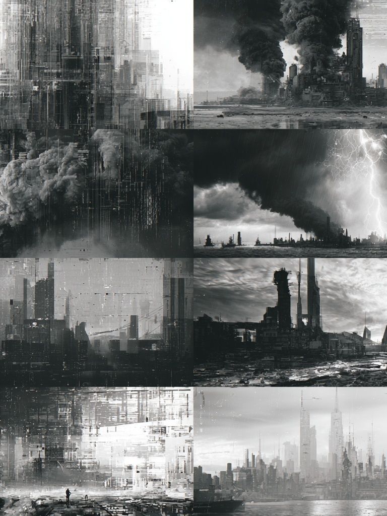 Dystopian Cityscape Collage Print. poster detail