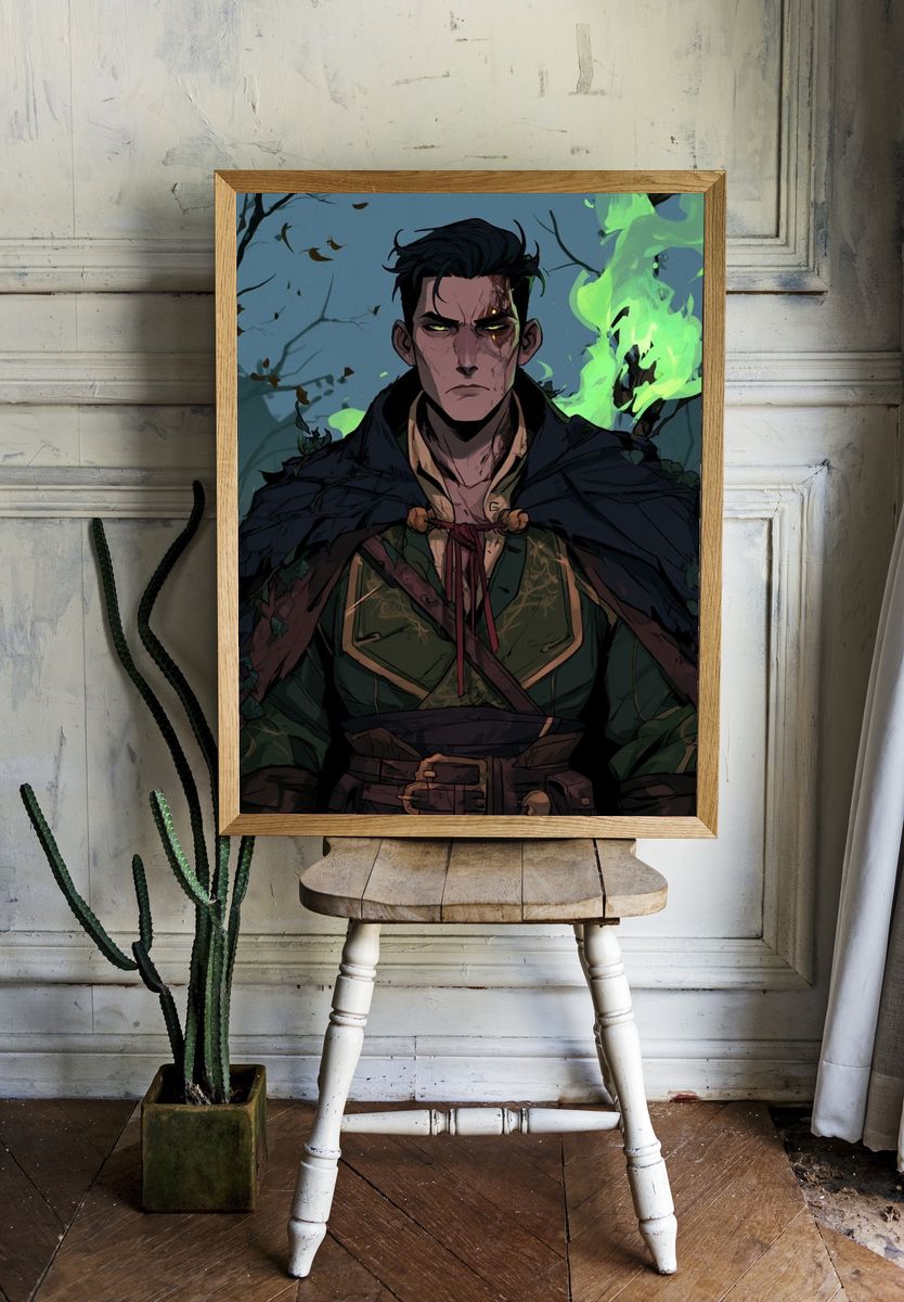 Dark Fantasy Warrior Illustration Poster. — room view 1