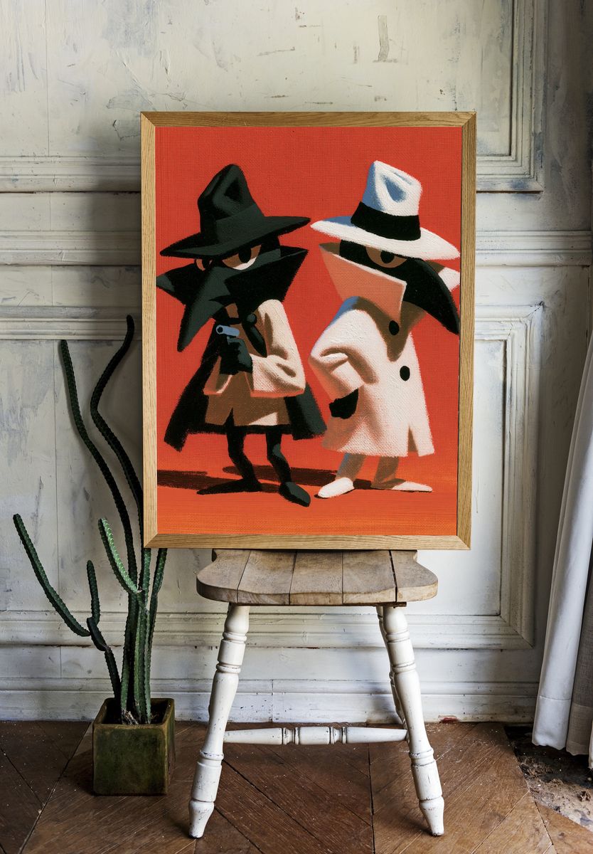 Trench Coat Detectives Illustration Poster. room preview