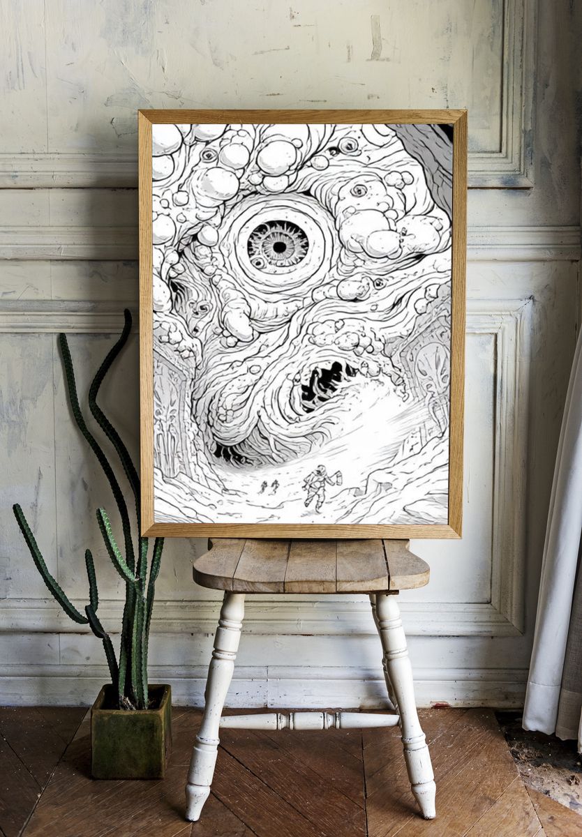 Surreal Cave Eye Illustration Poster. — room view 1