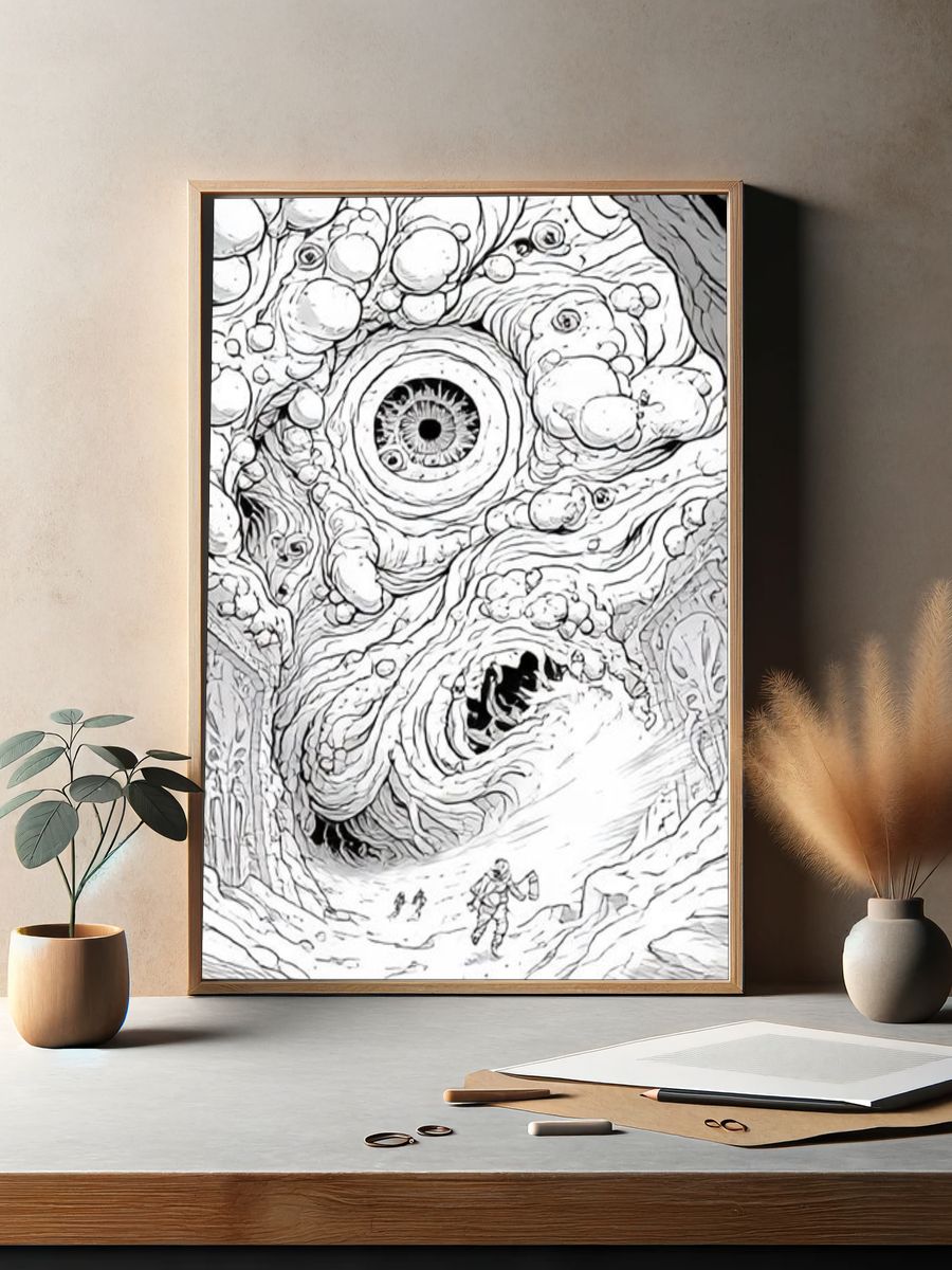 Surreal Cave Eye Illustration Poster. — room view 2