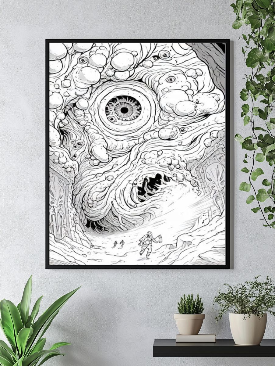 Surreal Cave Eye Illustration Poster. — room view 4