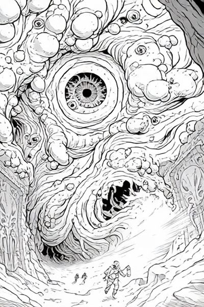Surreal Cave Eye Illustration Poster.