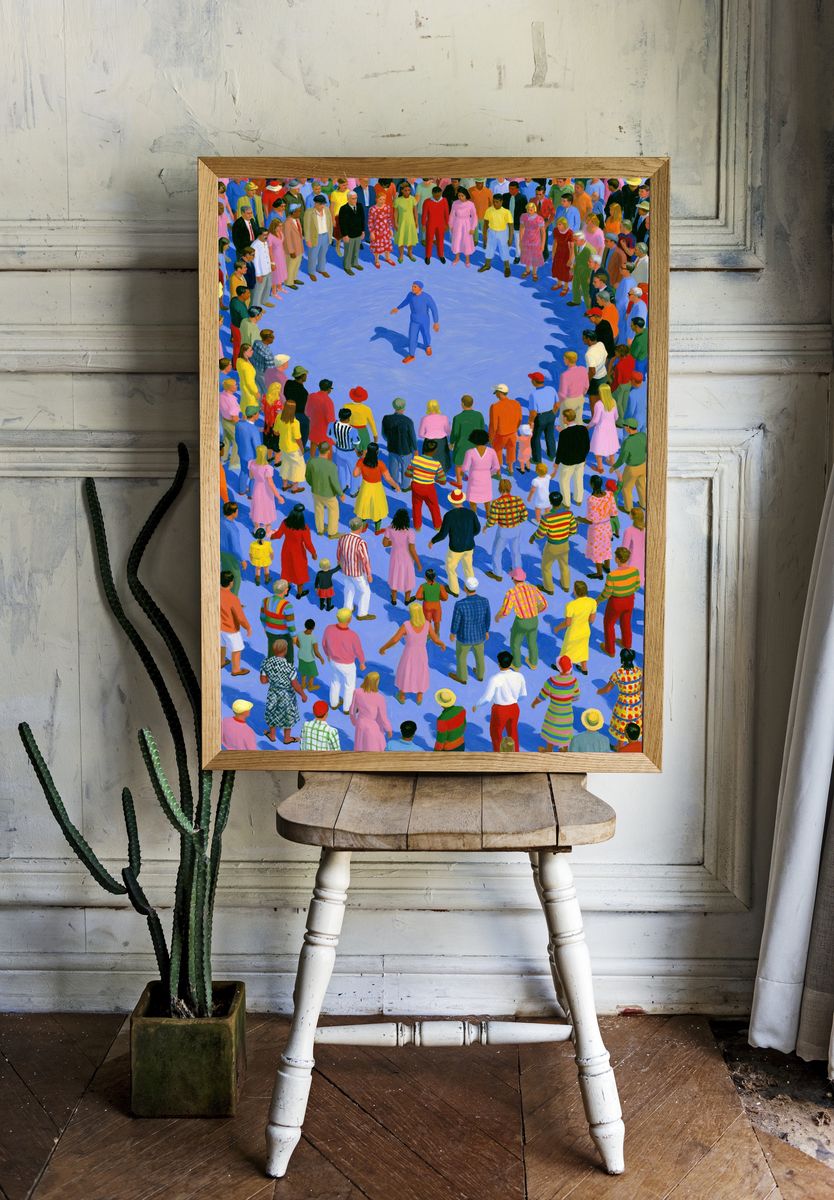 Crowd Circle Gathering Illustration Poster. — room view 1