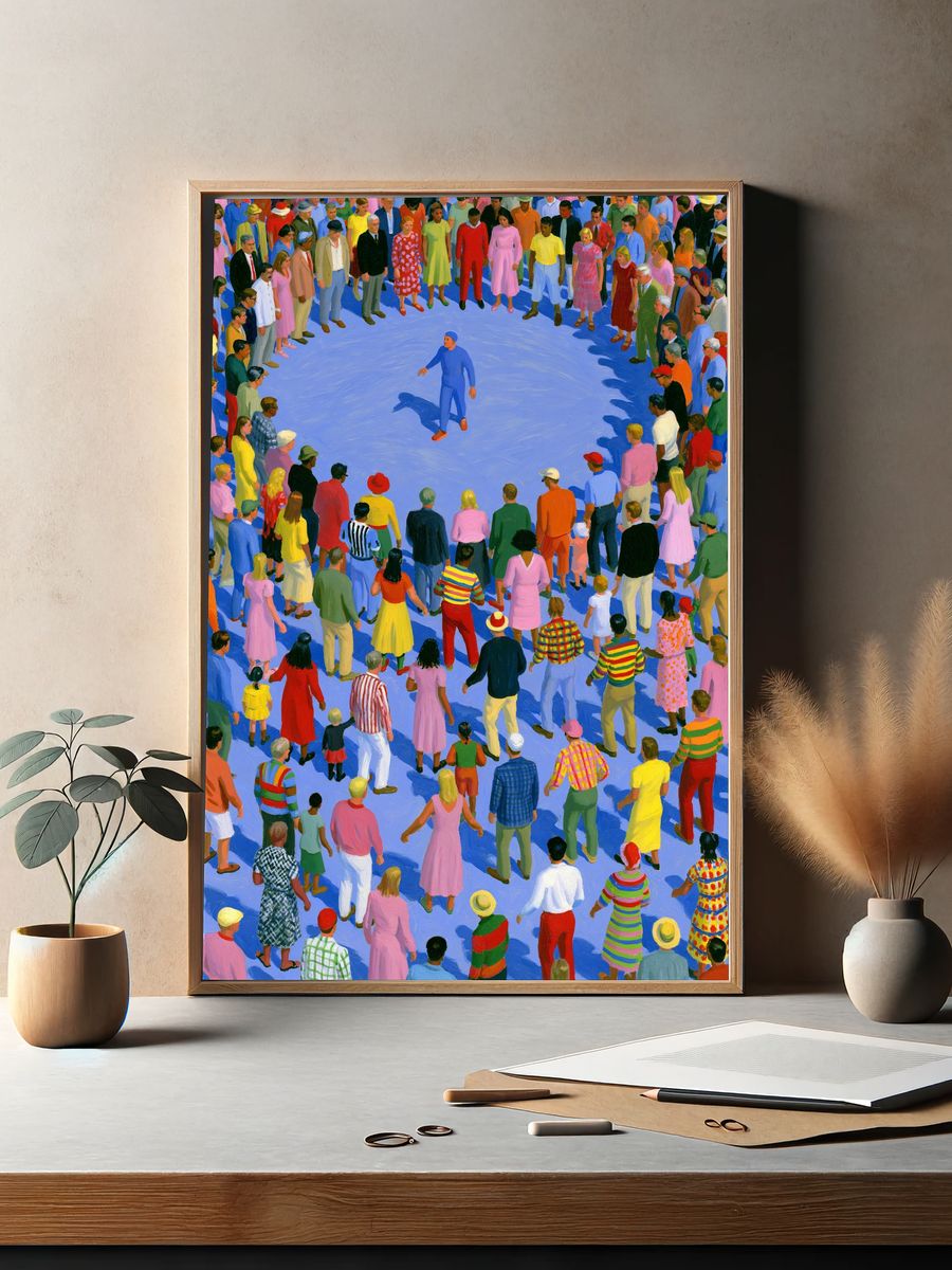 Crowd Circle Gathering Illustration Poster. — room view 2