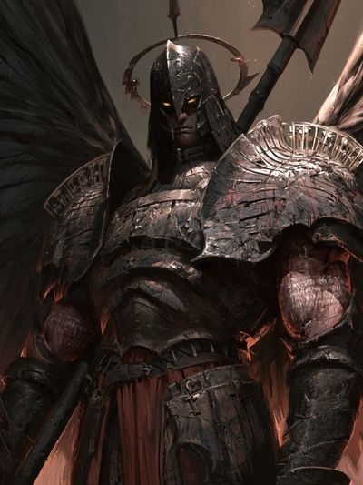 Dark Winged Warrior Illustration Poster.