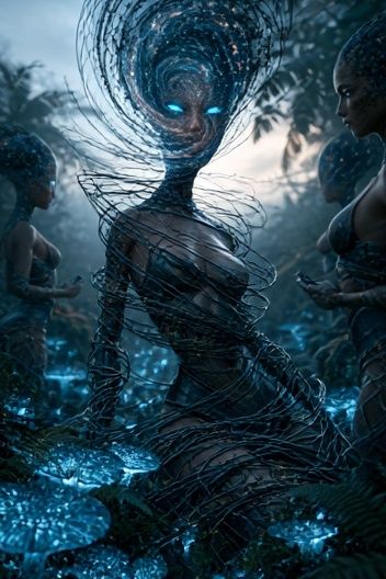 Mystic Blue Figure Digital Art Poster. poster detail
