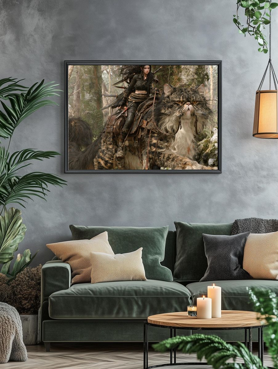 Fantasy Rider on Giant Cat Poster. — room view 4