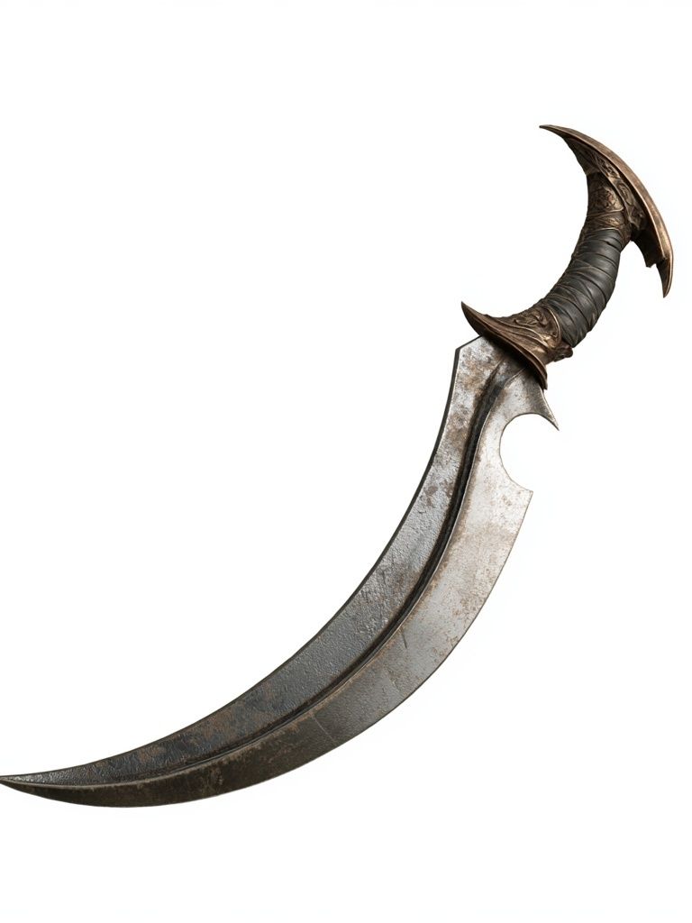 Curved Fantasy Dagger Illustration Poster. poster detail