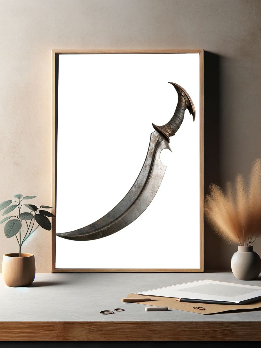 Curved Fantasy Dagger Illustration Poster. — room view 2