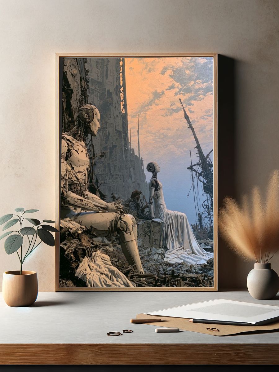 Surreal Robots at Dusk Print. — room view 2