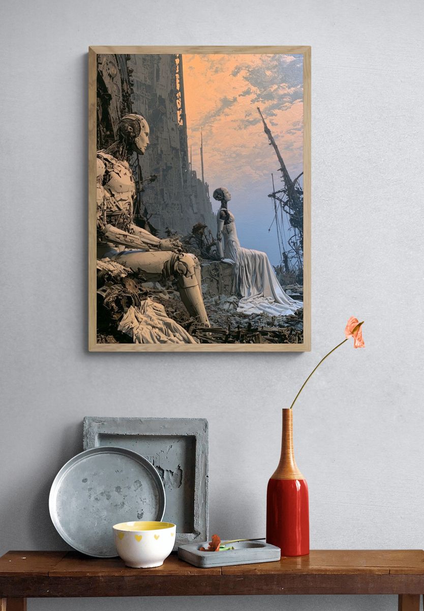 Surreal Robots at Dusk Print. — room view 3