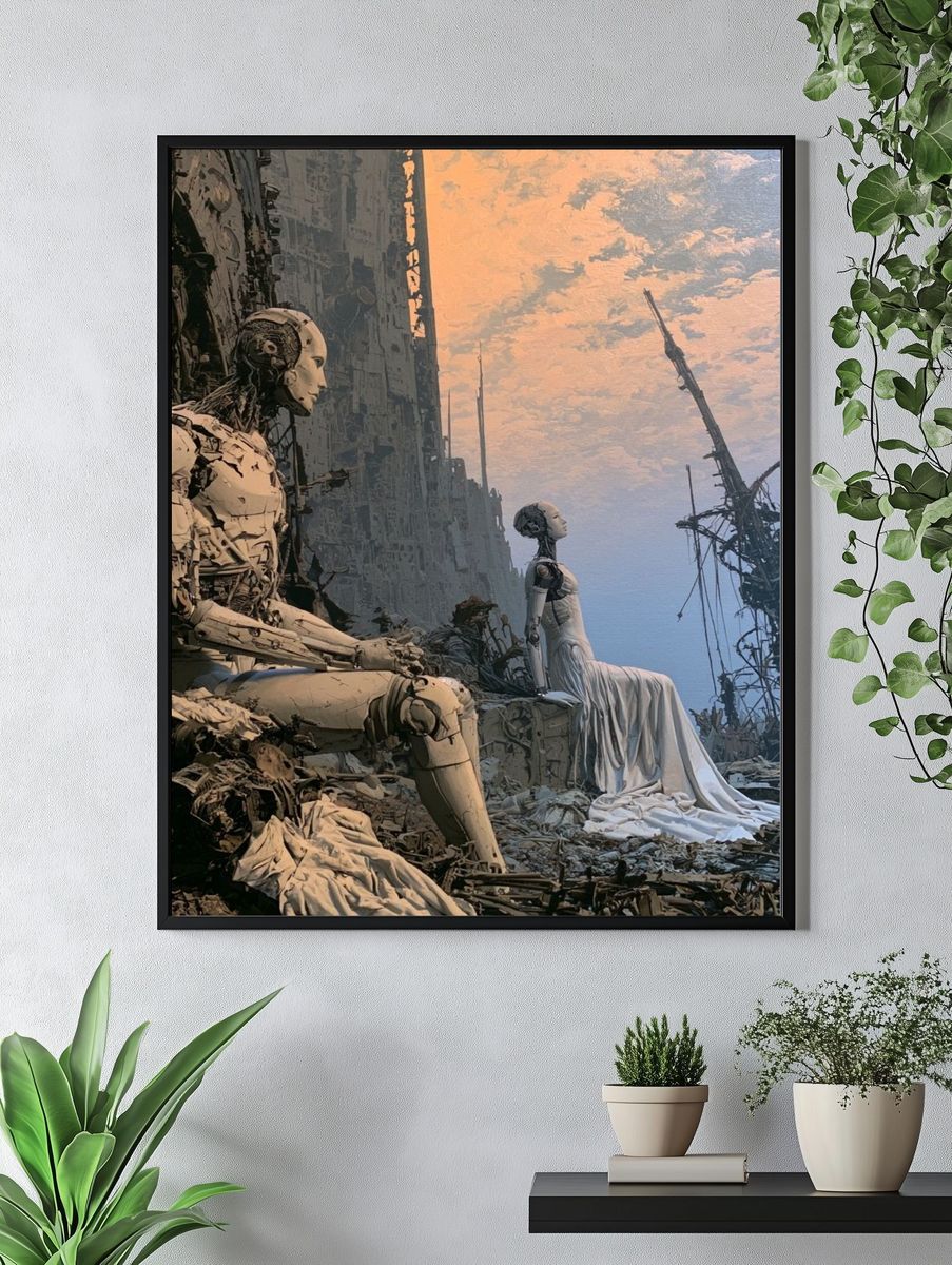 Surreal Robots at Dusk Print. — room view 4