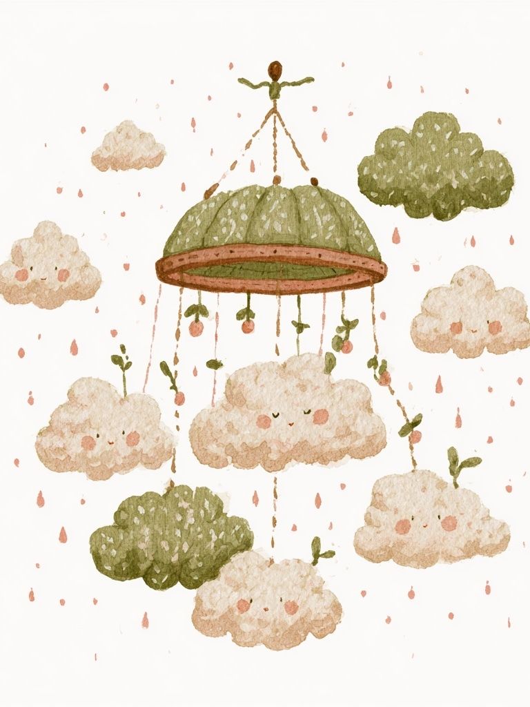 Floating Clouds Watercolor Print. poster detail