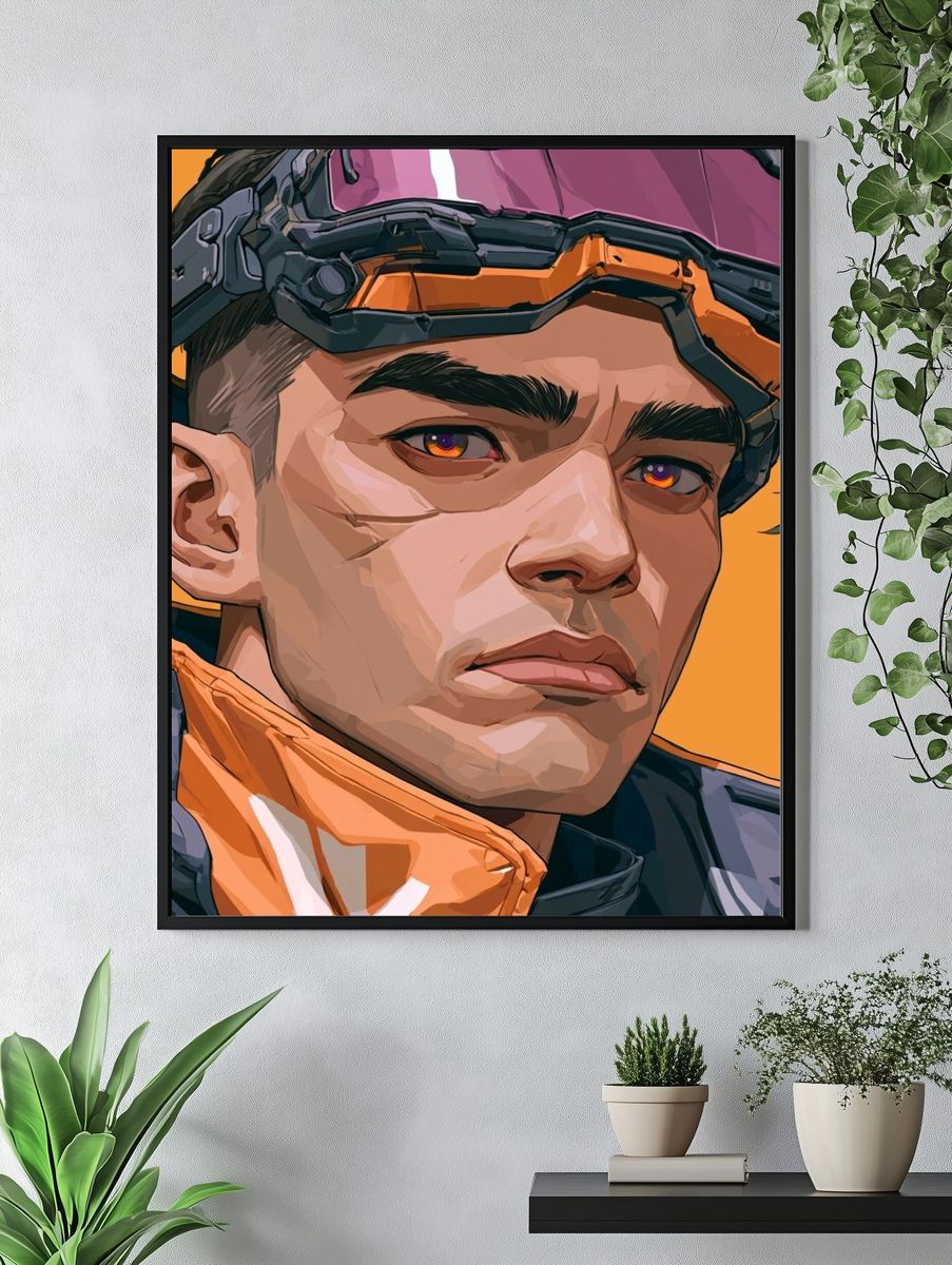 Futuristic Pilot Portrait Illustration Poster. — room view 4