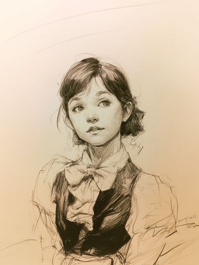 Young Woman Sketch Portrait Print.