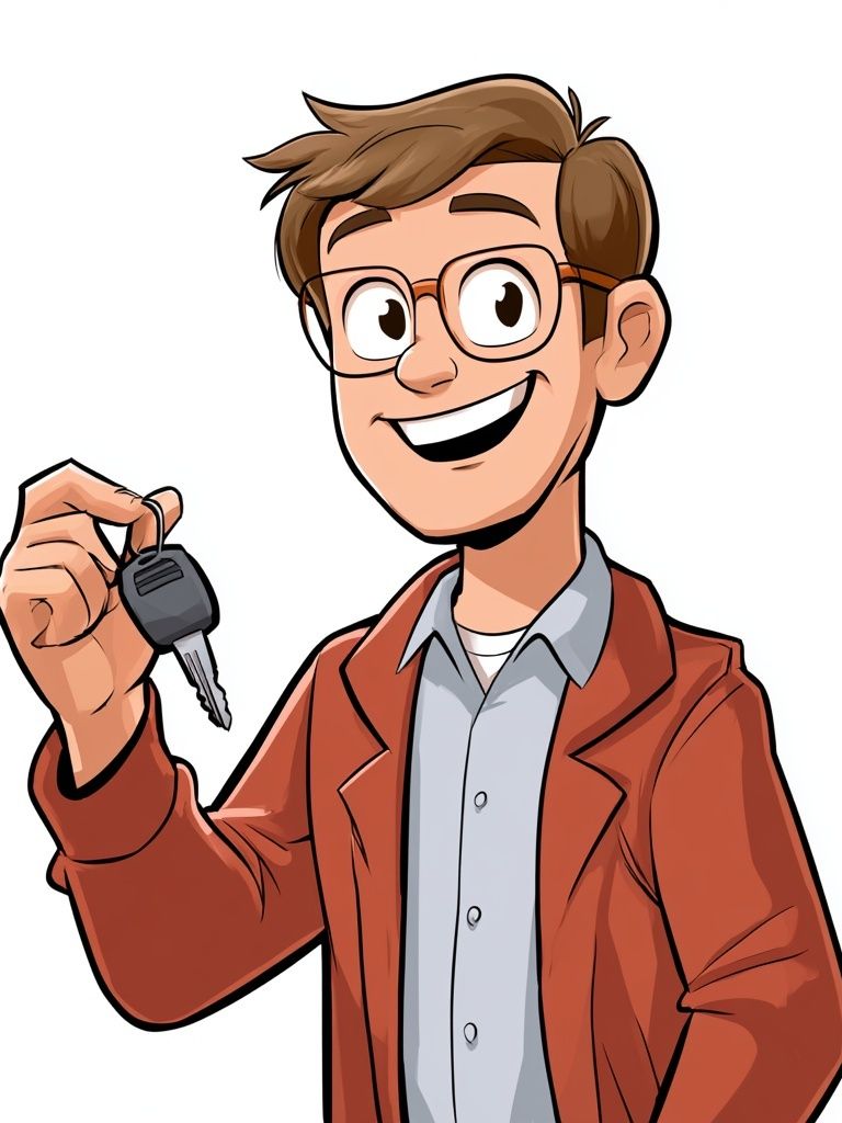Smiling Key Holder Illustration Poster. poster — illustration art