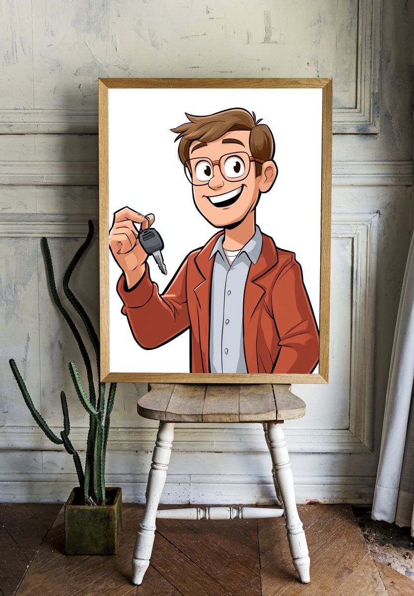 Smiling Key Holder Illustration Poster. room preview