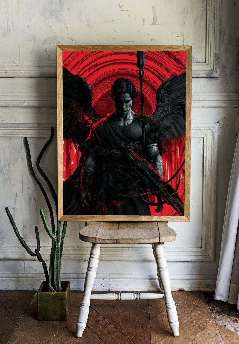 Dark Angel Warrior Illustration Poster. — room view 1
