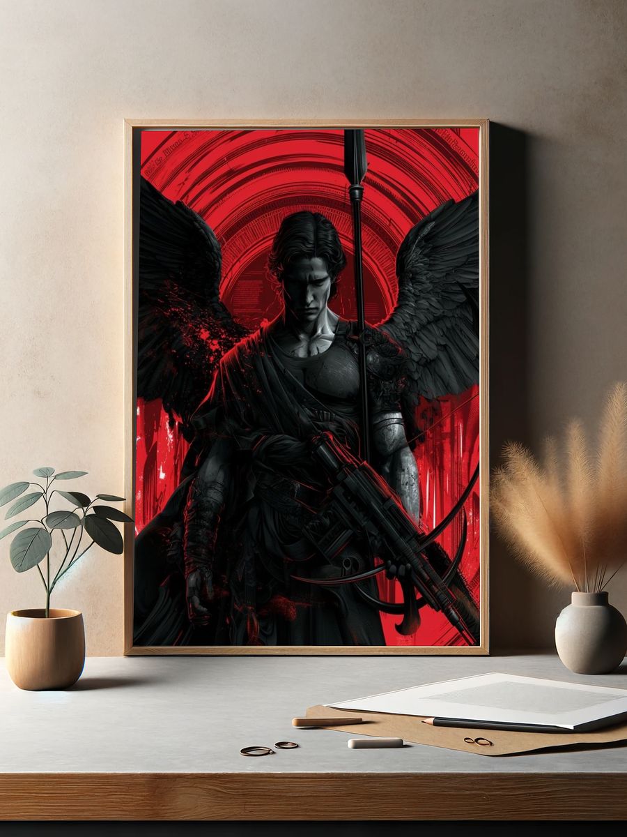 Dark Angel Warrior Illustration Poster. — room view 2